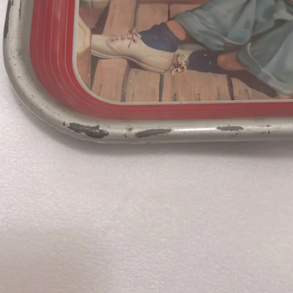 Coca-Cola 1940 Sailor Girl Tin Tray Vintage Decor Nautical Lady Fishing Pinup